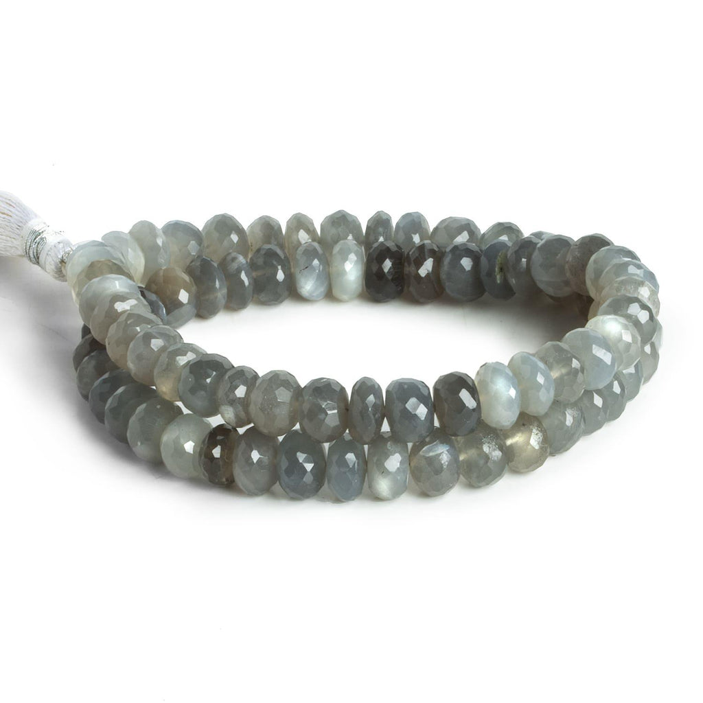 8mm Platinum Moonstone Faceted Rondelles 15 inch 75 beads - The Bead Traders