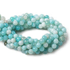 8mm Powder Blue Agate faceted round beads 15 inch - The Bead Traders