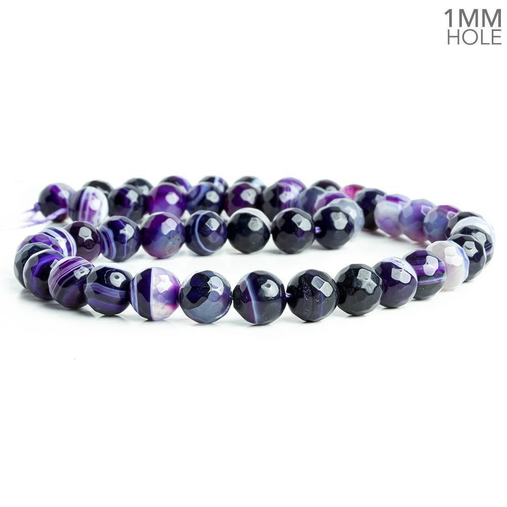8mm Purple Banded Agate Faceted Round Beads 15 inch 47 pieces - The Bead Traders