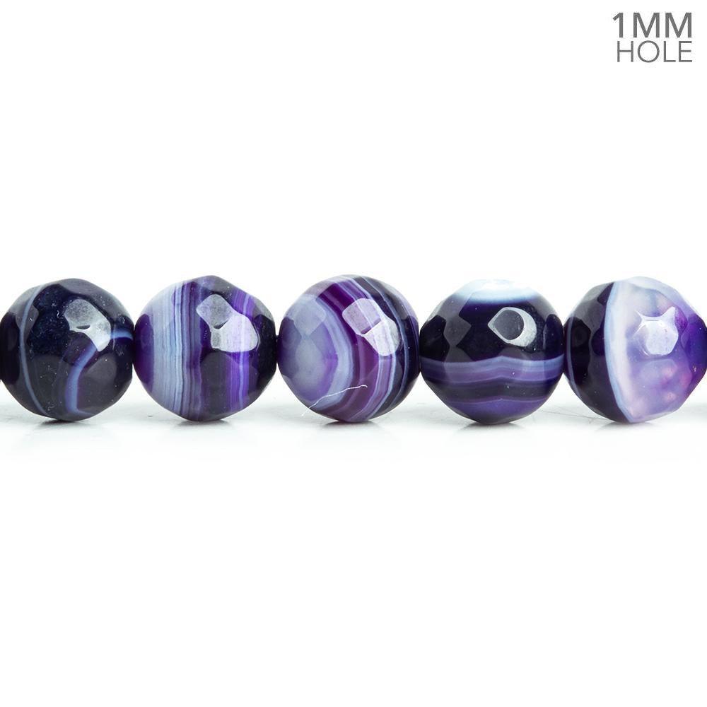 8mm Purple Banded Agate Faceted Round Beads 15 inch 47 pieces - The Bead Traders