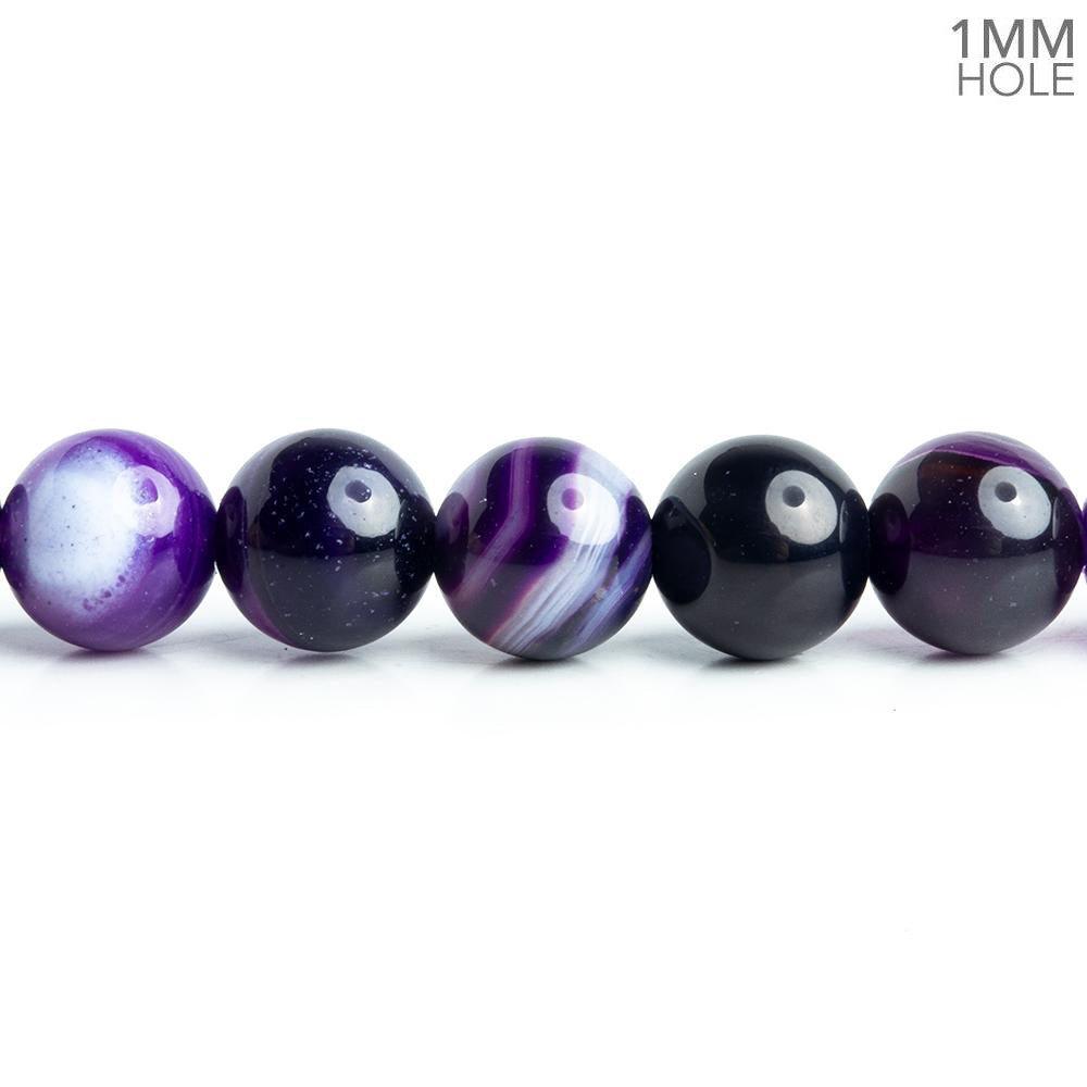 8mm Purple Banded Agate Plain Round Beads 15.5 inch 48 pieces - The Bead Traders