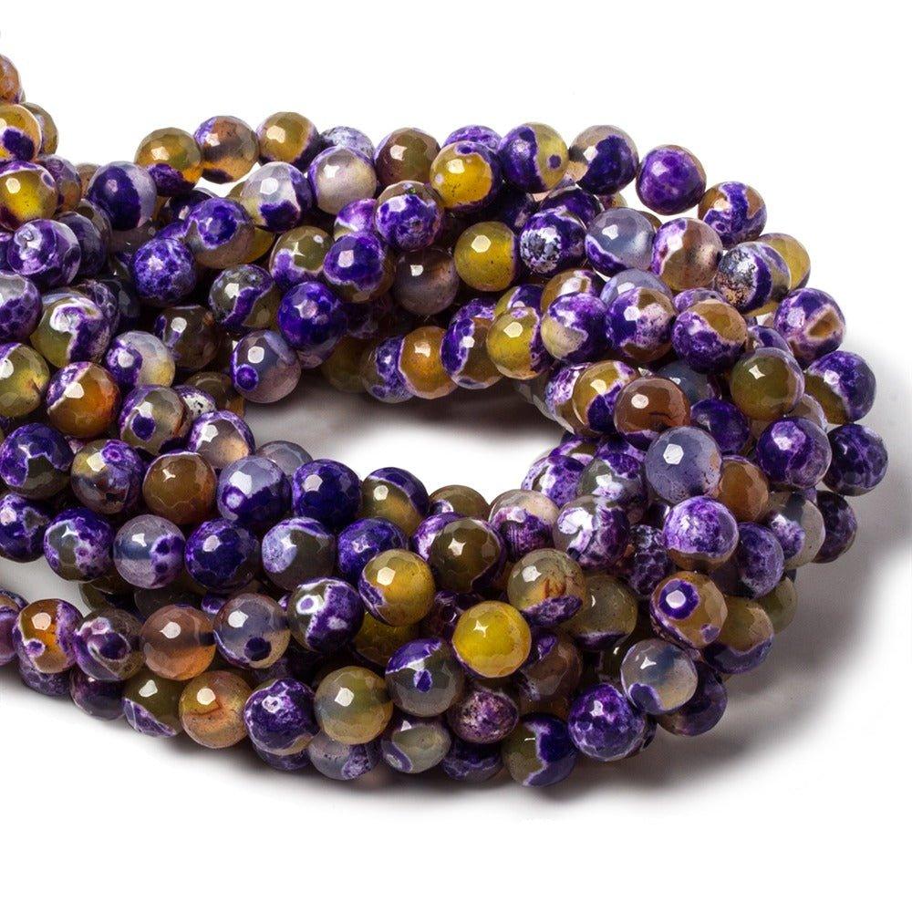 8mm Purple Rain Agate Faceted Round Beads 15 inch 45 beads - The Bead Traders