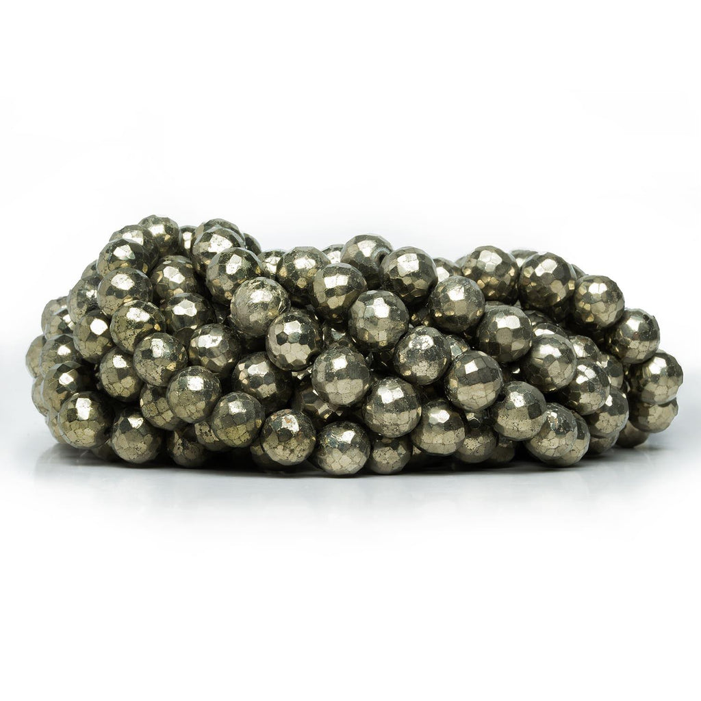 8mm Pyrite Faceted Rounds 14 inch 50 beads - The Bead Traders