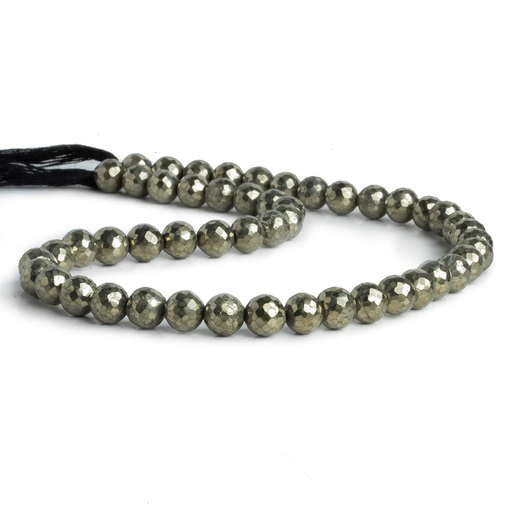 8mm Pyrite Faceted Rounds 14 inch 50 beads - The Bead Traders