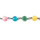 8mm Rainbow Agate plain round Black Gold Chain sold by the foot - The Bead Traders