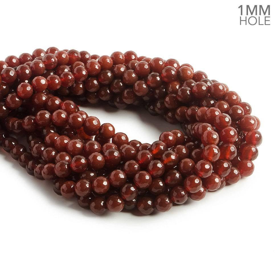 8mm Red Agate faceted round beads 14.5 inch 47 pieces - The Bead Traders