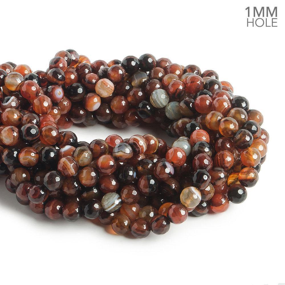 8mm Red Brown Agate faceted round beads 14.5 inch 47 pieces - The Bead Traders