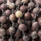 8mm Red Howlite faceted round Black Chain by the foot 19 pieces - The Bead Traders