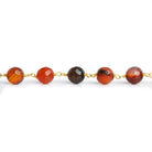 8mm Red Orange Agate Faceted Rounds Gold Chain 23 pieces - The Bead Traders