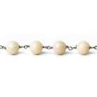 8mm River Stone Jasper plain round Black Gold plated Chain by the foot with 22 pieces - The Bead Traders