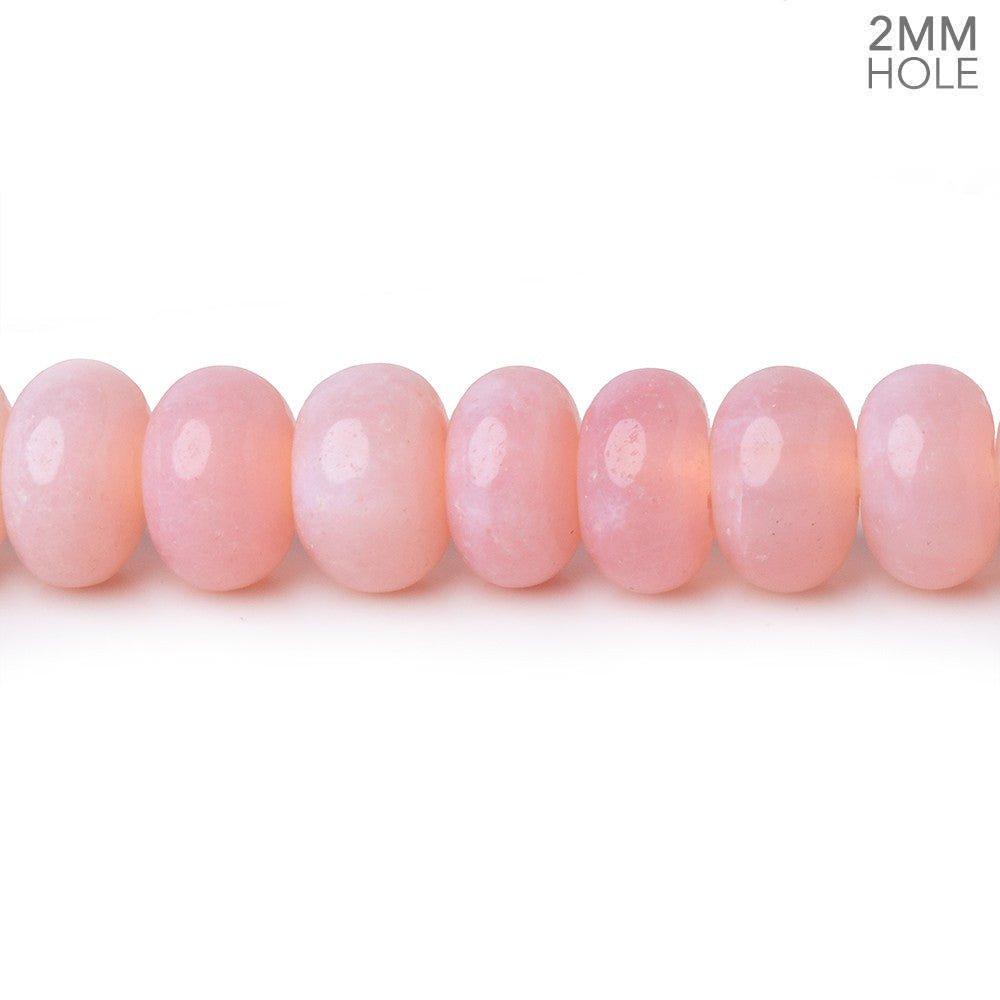 8mm Rose Pink Opal 2mm Large Hole Plain Rondelles 8 inch 38 beads - The Bead Traders
