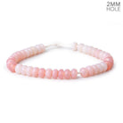 8mm Rose Pink Opal 2mm Large Hole Plain Rondelles 8 inch 38 beads - The Bead Traders