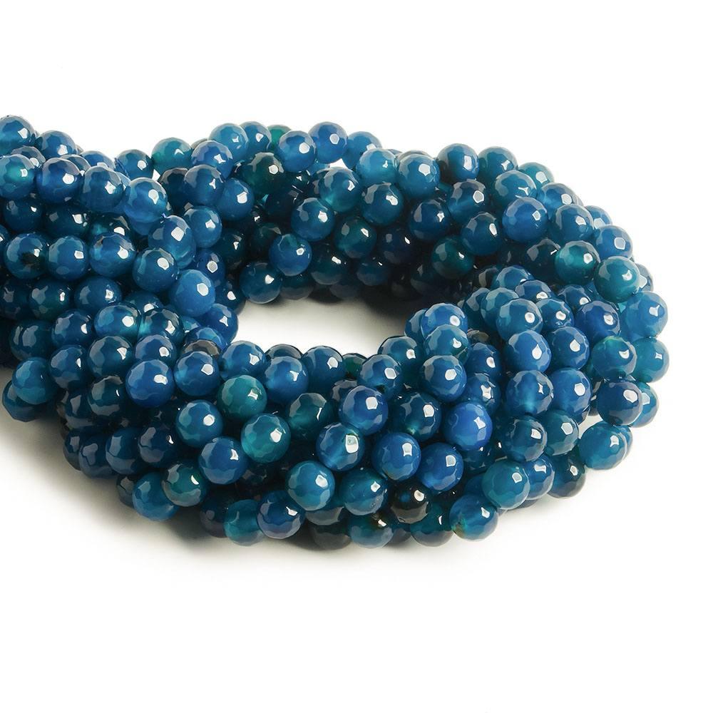 8mm Royal Blue Agate faceted rounds 15 inch 47 beads - The Bead Traders