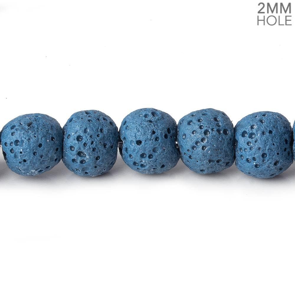 8mm Royal Blue Lava Rock plain rounds 16 inch 51 beads - The Bead Traders