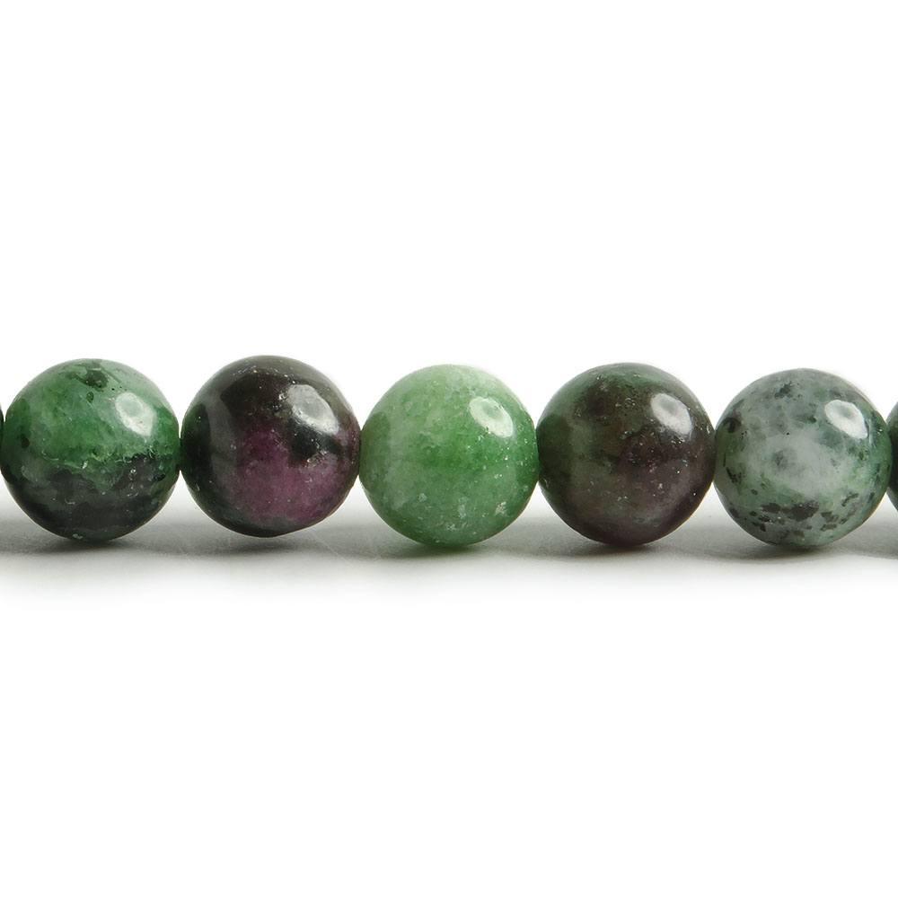 8mm Ruby in Zoisite plain round beads 14.5 inch 49 pieces - The Bead Traders