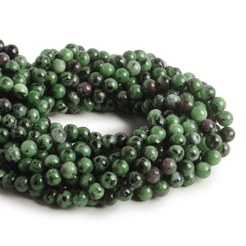 8mm Ruby in Zoisite plain round beads 14.5 inch 49 pieces - The Bead Traders