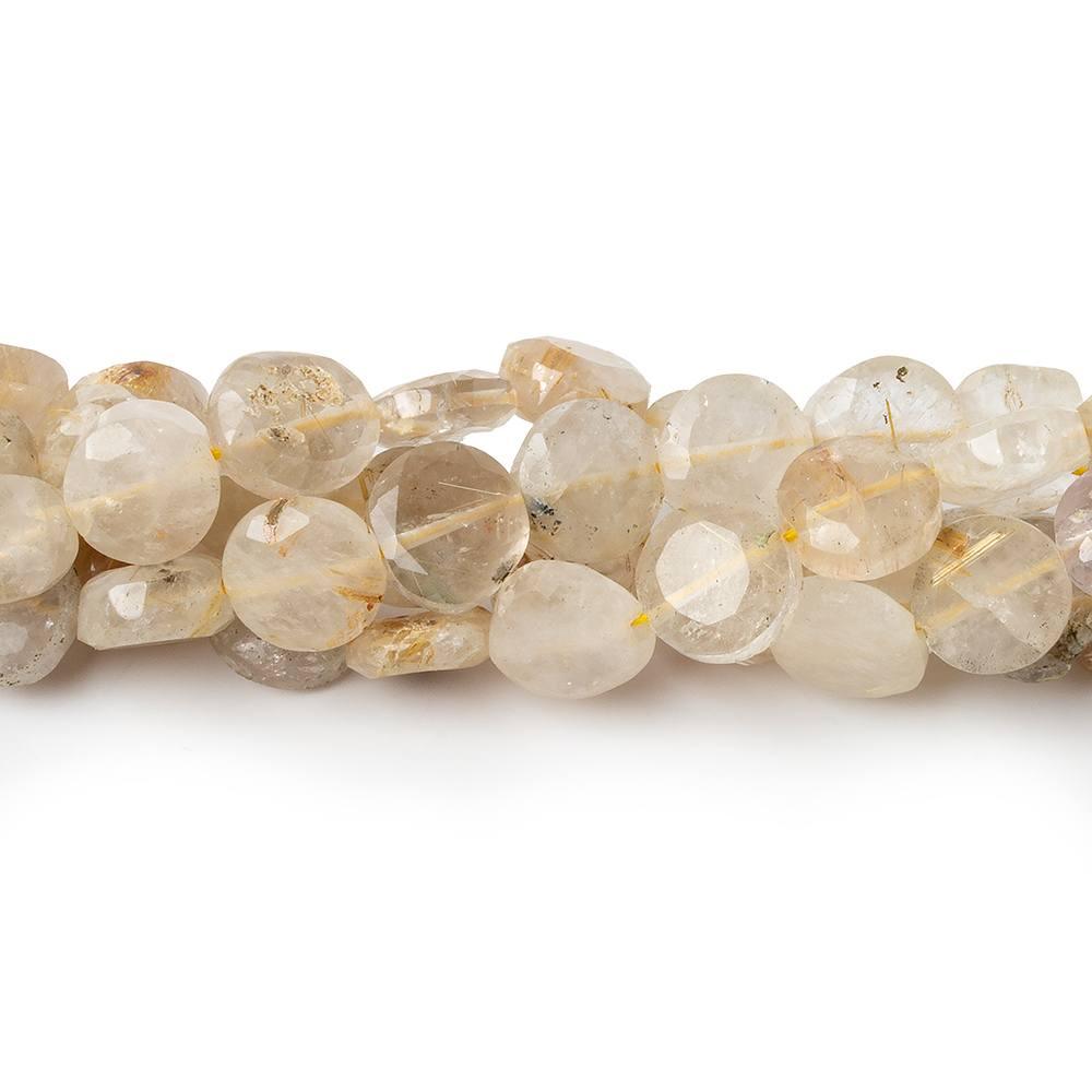 8mm Rutilated Quartz Faceted Coins 13.5 inch 44 beads - The Bead Traders