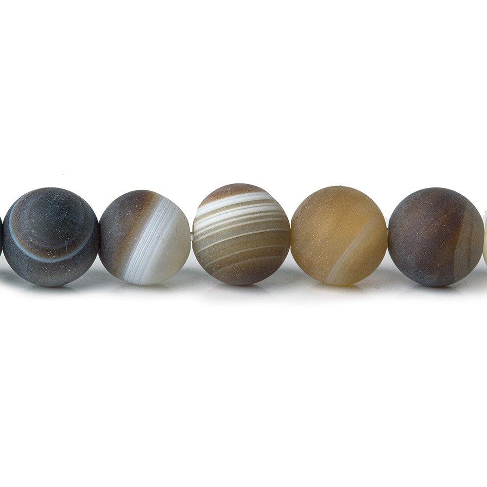 8mm Satin Matte Brown Banded Agate Plain Round 1mm drill hole beads 15.5inch 49 pieces - The Bead Traders