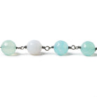 8mm Sea Blue & Green Agate faceted round Black Gold plated Chain by the foot 26 pieces - The Bead Traders