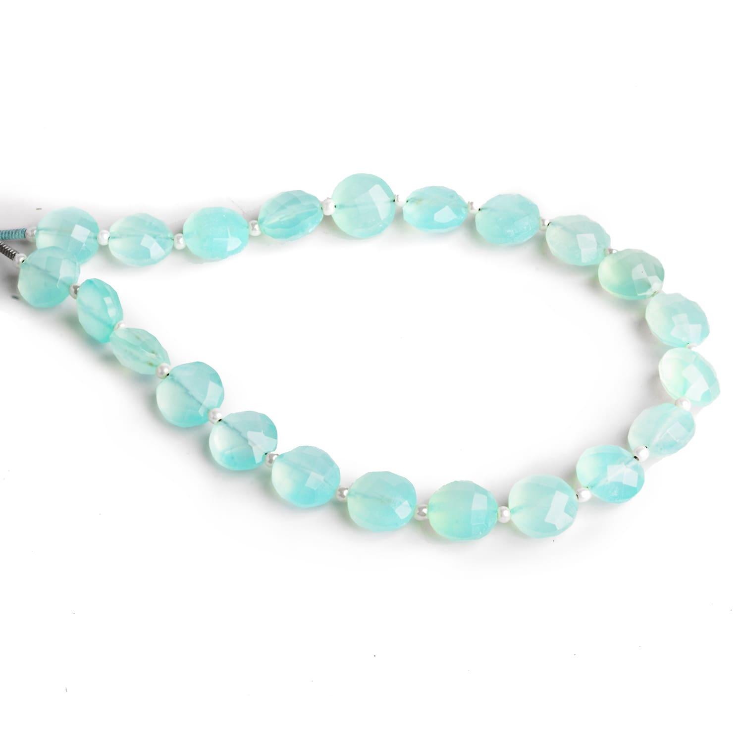 8mm Seablue Chalcedony Faceted Coins 8 inch 21 beads - The Bead Traders