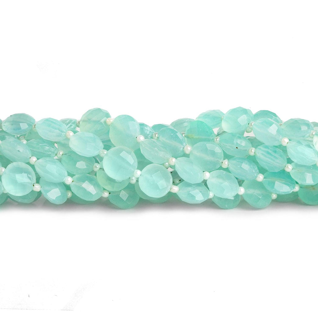 8mm Seablue Chalcedony Faceted Coins 8 inch 21 beads - The Bead Traders