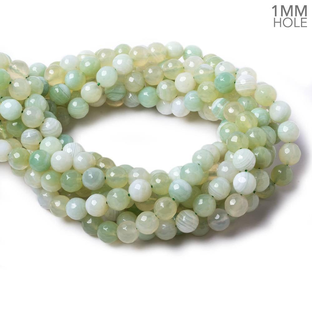 8mm Serene Green Agate Faceted Rounds 15 inch 45 beads - The Bead Traders