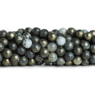 8mm Silver Agate with Pyrite Rounds 15 inch 45 beads - The Bead Traders