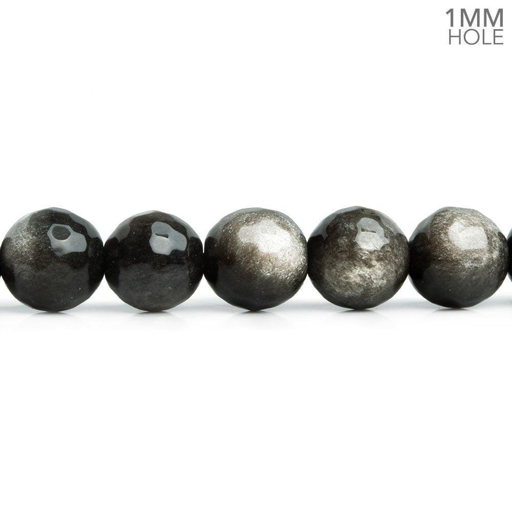 8mm Silver Obsidian Faceted Round Beads 15 inch 45 pieces - The Bead Traders