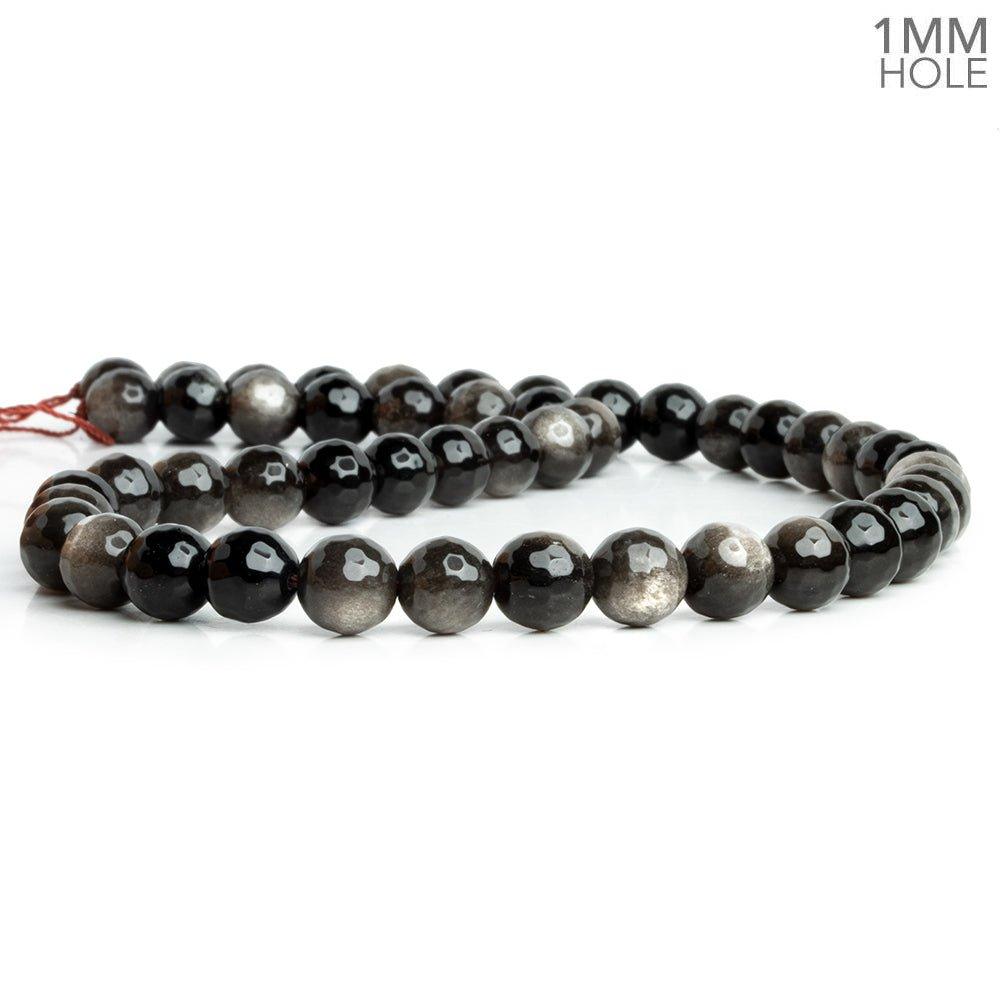 8mm Silver Obsidian Faceted Round Beads 15 inch 45 pieces - The Bead Traders