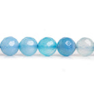 8mm Sky Blue Agate Faceted Round Beads 14 inch 45 pieces - The Bead Traders