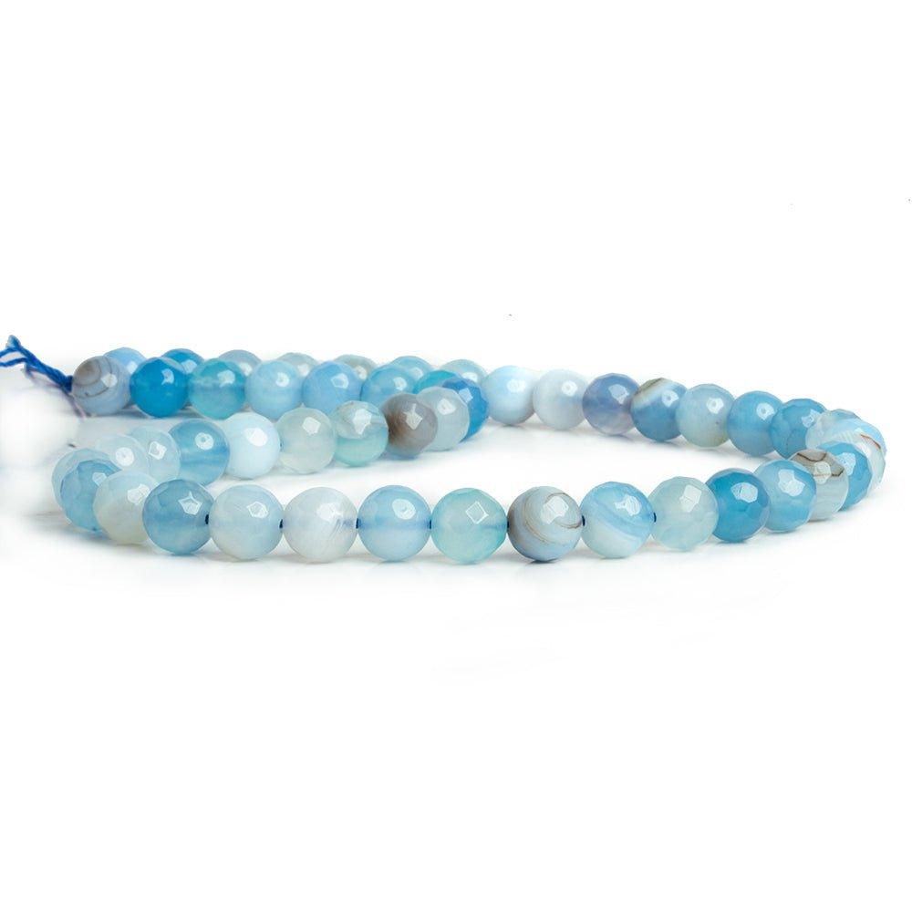 8mm Sky Blue Agate Faceted Round Beads 14 inch 45 pieces - The Bead Traders