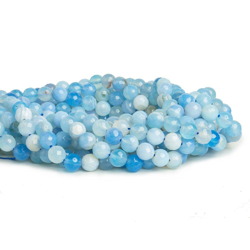 8mm Sky Blue Agate Faceted Round Beads 14 inch 45 pieces - The Bead Traders