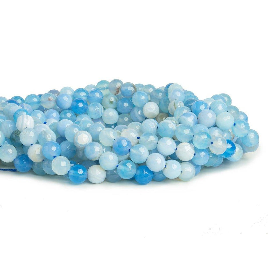 8mm Sky Blue Agate Faceted Round Beads 14 inch 45 pieces – The Bead Traders, image size:920x920