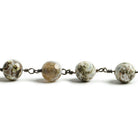 8mm Smoky Honeycomb Tibetan Agate round Black Gold Chain by the foot with 21 pcs - The Bead Traders