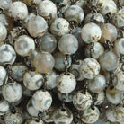 8mm Smoky Honeycomb Tibetan Agate round Black Gold Chain by the foot with 21 pcs - The Bead Traders