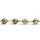 8mm Smoky Honeycomb Tibetan Agate round Gold Chain by the foot with 21 pcs - The Bead Traders