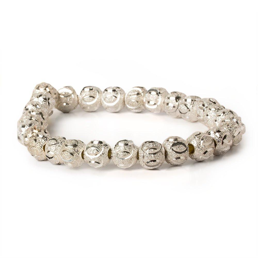 8mm Sterling Silver Plated Brass Stardust Circle Round Beads, 8 inch, - The Bead Traders
