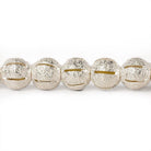 8mm Sterling Silver Plated Brass Stardust Stripe Round Beads, 8 inch - The Bead Traders