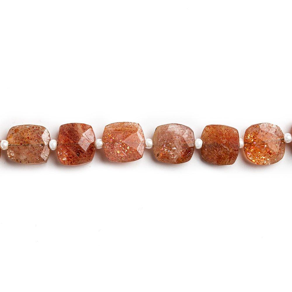 8mm Sunstone faceted pillow beads 14 inch 38 pieces B - The Bead Traders