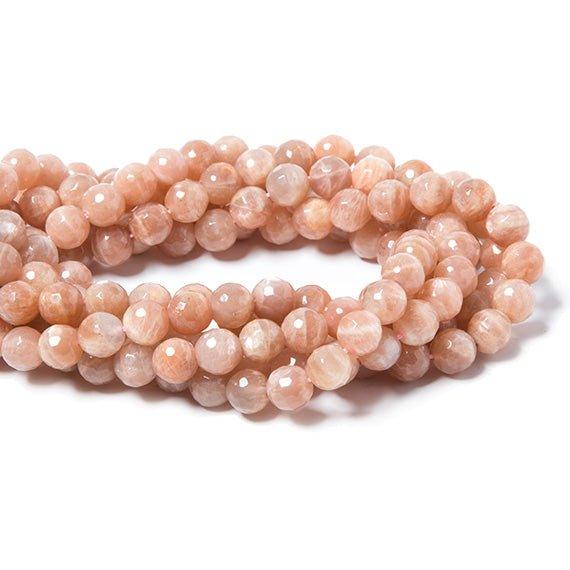 8mm Sunstone faceted round beads 15 inch 50 pieces - The Bead Traders