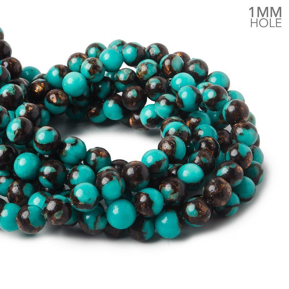 8mm Synthetic Turquoise plain round beads 15 inch 45 pieces - The Bead Traders