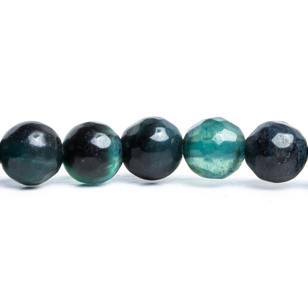 8mm Teal Banded Agate Faceted Round Beads 15 inch 48 pieces - The Bead Traders