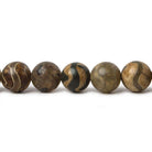 8mm Tibetan Brown Zig Zag Agate plain round Beads 15 inch 48 pcs - The Bead Traders