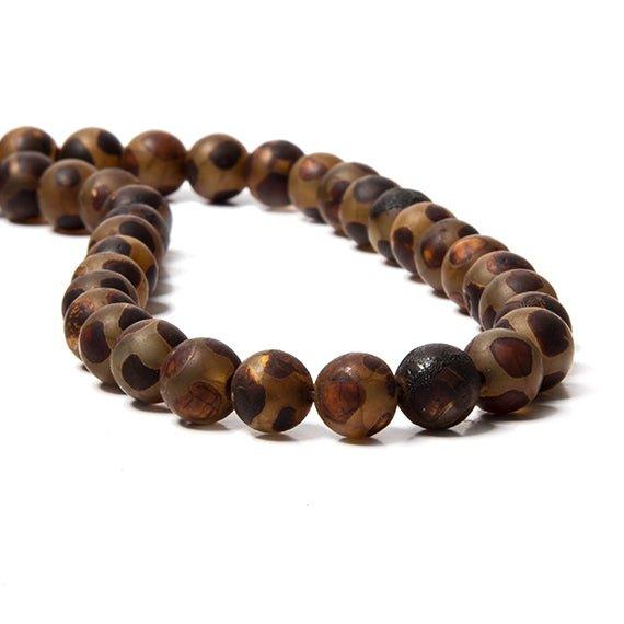 8mm Tibetan Honeycomb Burnt Brown Agate plain round Beads 15 inch 48 pcs - The Bead Traders