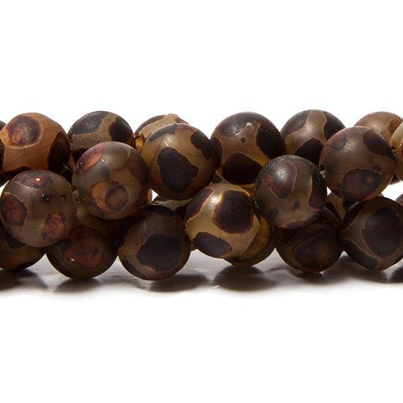 8mm Tibetan Honeycomb Burnt Brown Agate plain round Beads 15 inch 48 pcs - The Bead Traders