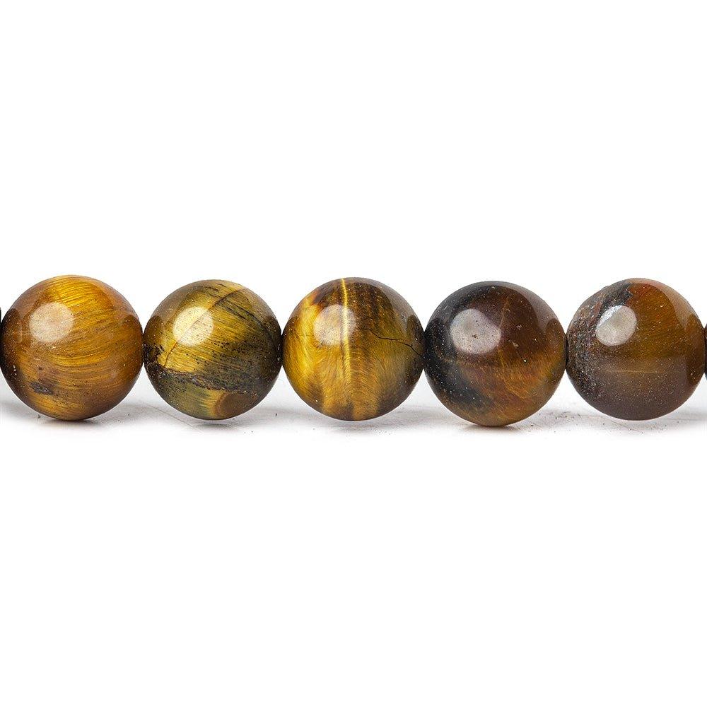 8mm Tiger's Eye plain round beads 15.5 inch 52 pieces - The Bead Traders