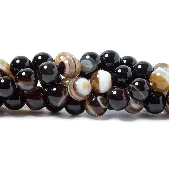 8mm TriColor Banded Agate plain round beads 15 inch 50 pieces - The Bead Traders