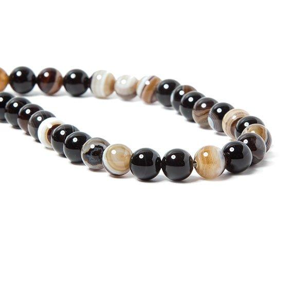 8mm TriColor Banded Agate plain round beads 15 inch 50 pieces - The Bead Traders