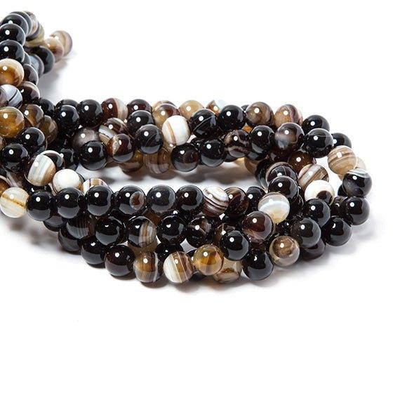 8mm TriColor Banded Agate plain round beads 15 inch 50 pieces - The Bead Traders