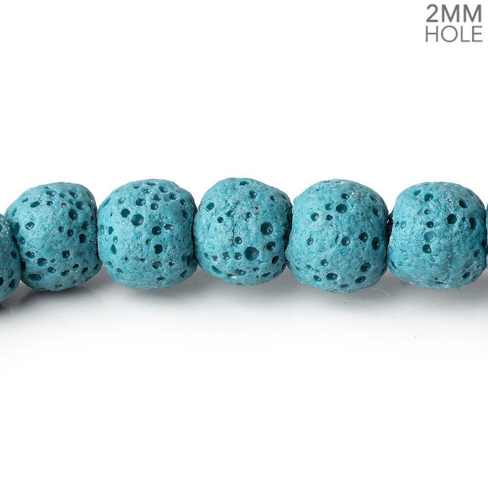 8mm Turquoise Blue Lava Rock plain rounds 16 inch 51 beads - The Bead Traders